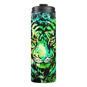 Garrafa Térmica Tigre Verde Tigre Térmico De Desenho Do Tigre