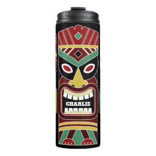 Garrafa Térmica Tiki Totems legal nome personalizado tumbler