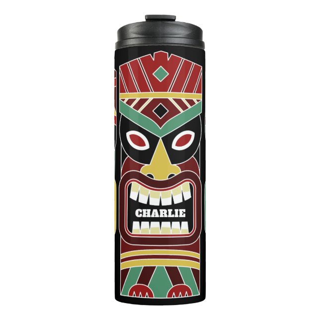 Garrafa Térmica Tiki Totems legal nome personalizado tumbler (Frente)
