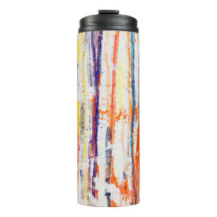 Garrafa Térmica Tinta estampada em fundo branco,arte,fina