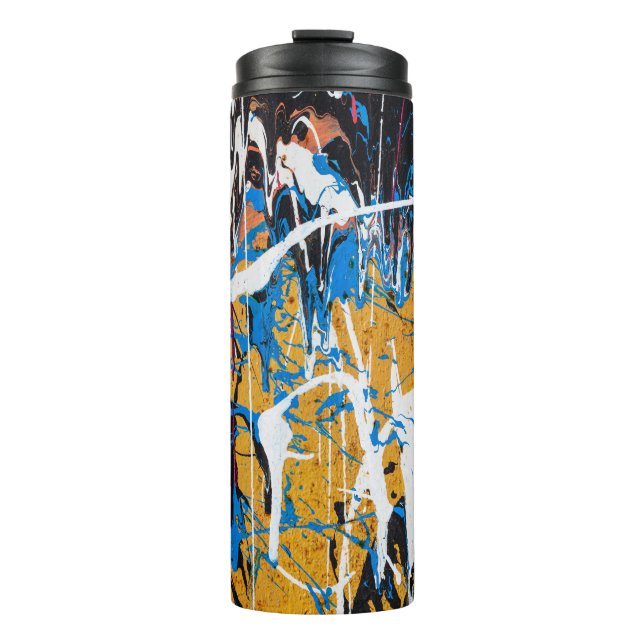 Garrafa Térmica Tinta pingada colorida: parede de grafite. (Frente)