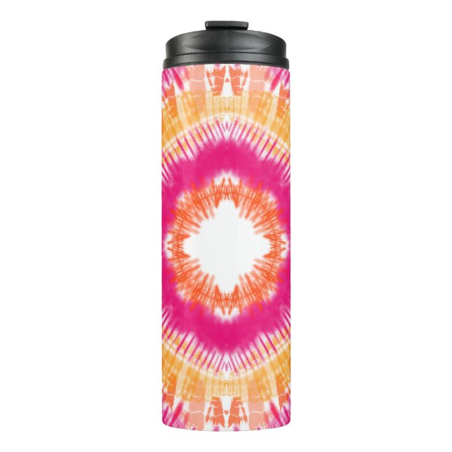 Garrafa Térmica Tinta Tie Dye Rosa e Laranja (Frente)