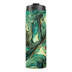 Garrafa Térmica Tintas acrílicas aquamarinas: fundo abstrato.