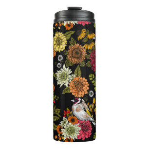 Garrafa Térmica Tintas de ouro no jardim em preto