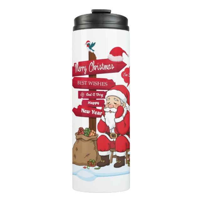Garrafa Térmica Tired Santa Thermal Tumbler Minimalist Drinkware (Frente)