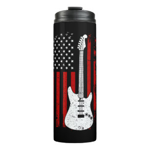 Garrafa Térmica Toca Música Bandeira Americana US Guitarras Elétri
