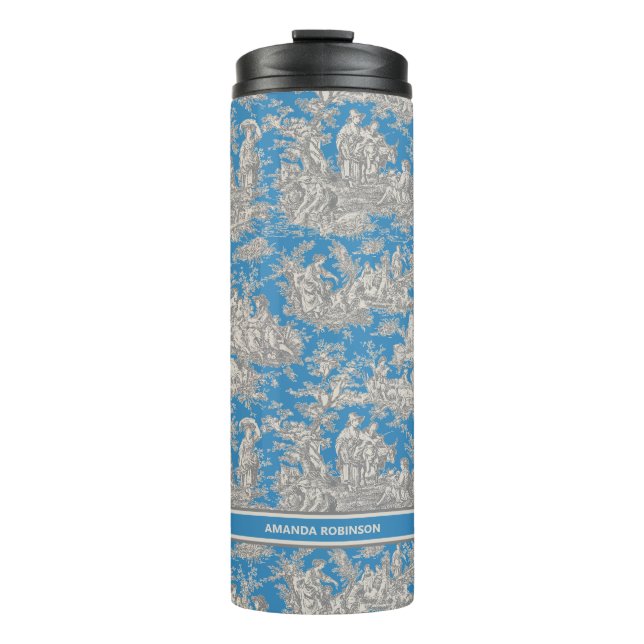 Garrafa Térmica Tóile de jouy azul-de-turquesa (Frente)