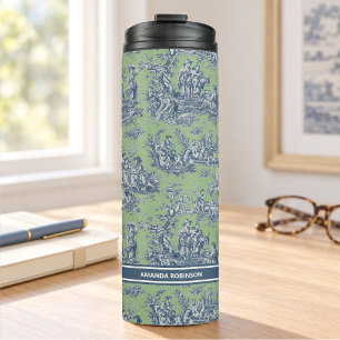 Garrafa Térmica Toile de Jouy Azul Vintage Francesa
