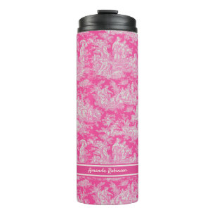 Garrafa Térmica Tóile de jouy, rosa-quente, com vinheta