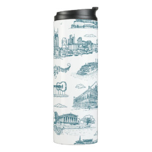 Garrafa Térmica Toile de Nashville Crepúsculo em Branco