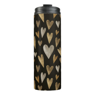 GARRAFA TÉRMICA TOM DE OURO & CORAÇÕES DE AMOR DE VALENTINE PRATEA