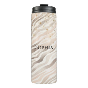 Garrafa Térmica Tonalidade Rosa Dourado Brilhante Zebra