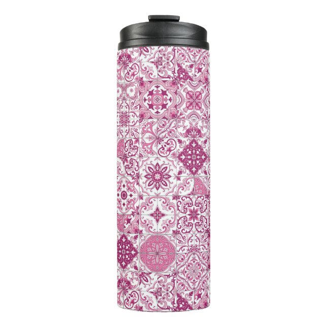 Garrafa Térmica tons mediterrâneos/ azulejos (Frente)