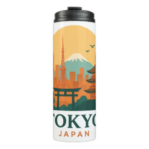 Garrafa Térmica Tóquio Minimalista Japão Viagem Copo Térmico