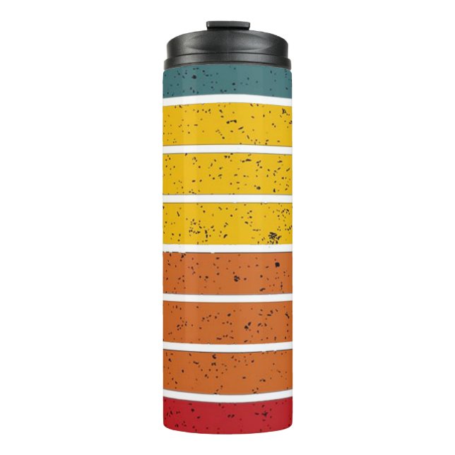 Garrafa Térmica Torres do pôr do sol do arco-íris retrógrado (Frente)