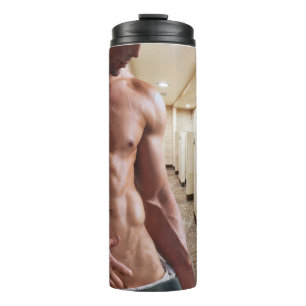 Garrafa Térmica Torso masculino musculoso sem camisa de SlipperyJo