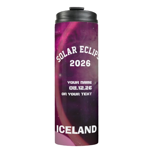 Garrafa Térmica Total solar eclipse August 2026 text personalized (Frente)
