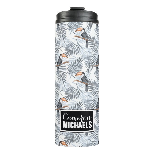 Garrafa Térmica Toucan cinzento | adiciona seu nome (Frente)