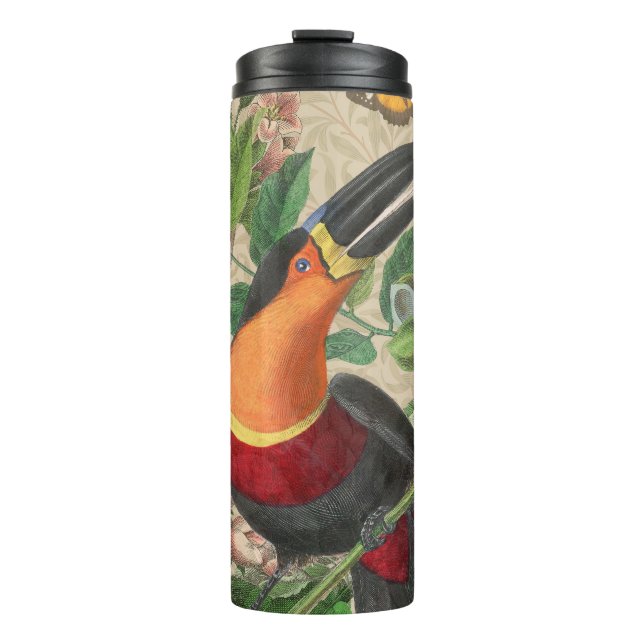 Garrafa Térmica Toucan Jungle Tropical Bird Beauful Antiguidade (Frente)