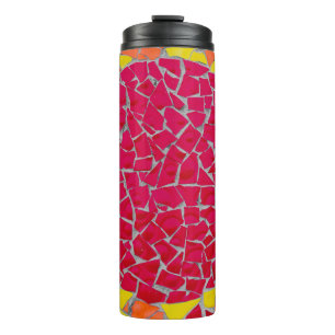 Garrafa Térmica Trabalho de arte vermelho, laranja e amarelo