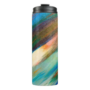 Garrafa Térmica Traços de aquarela diagonal longos multicoloridos