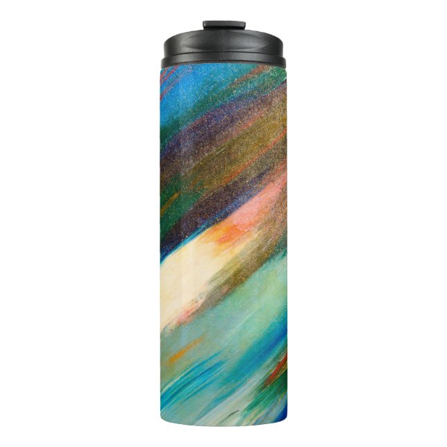 Garrafa Térmica Traços de aquarela diagonal longos multicoloridos  (Frente)