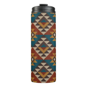 Garrafa Térmica Tradicional Tribal Aztec padrão contínuo em w