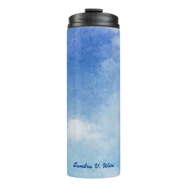 Garrafa Térmica Tranquilo Céu Personalizado Sonhos Cores Aquáticas (Frente)