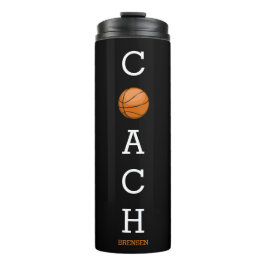 Garrafa Térmica Treinador de Basquete Nome Personalizado Preto