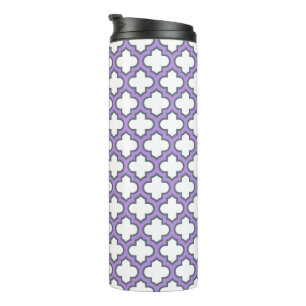 Garrafa Térmica Trellis branca e roxa, lete, quatrefoil