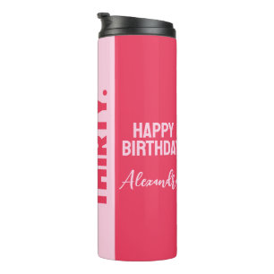 Garrafa Térmica Trendy Bold Pink e Red Girly aniversário de 30 ano