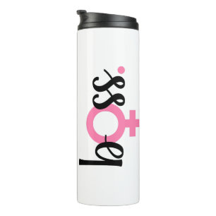 Garrafa Térmica Trendy Boss Lady Modern Typografia Rosa Preto