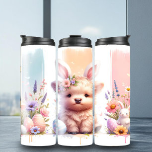 Garrafa Térmica Trendy Brushaft Páscoa Highland Cow Tumbler