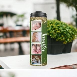 Garrafa Térmica Trendy glitter green foto name Thermal Tumbler