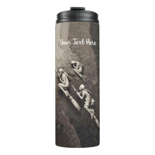 Garrafa Térmica Três Bruxas Brancas Voando em Brooms Misturando Ca