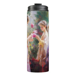 Garrafa Térmica Três garotas brincando num jardim