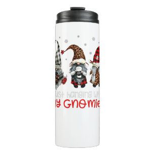 Garrafa Térmica Três Gnomos No Natal Vermelho Apenas Saindo Com O 