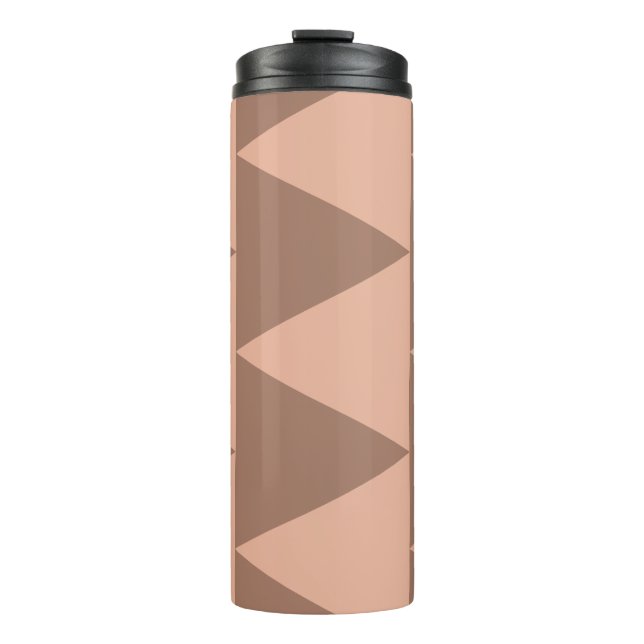 Garrafa Térmica Triângulos Grandes Geométricos Mocha Mousse Rosa D (Frente)