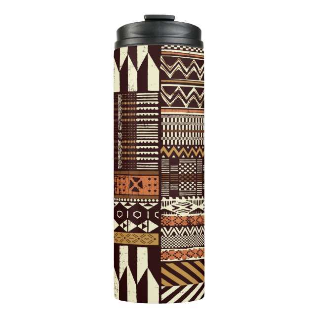Garrafa Térmica Tribal African style fabric patchwork abstract vin (Frente)