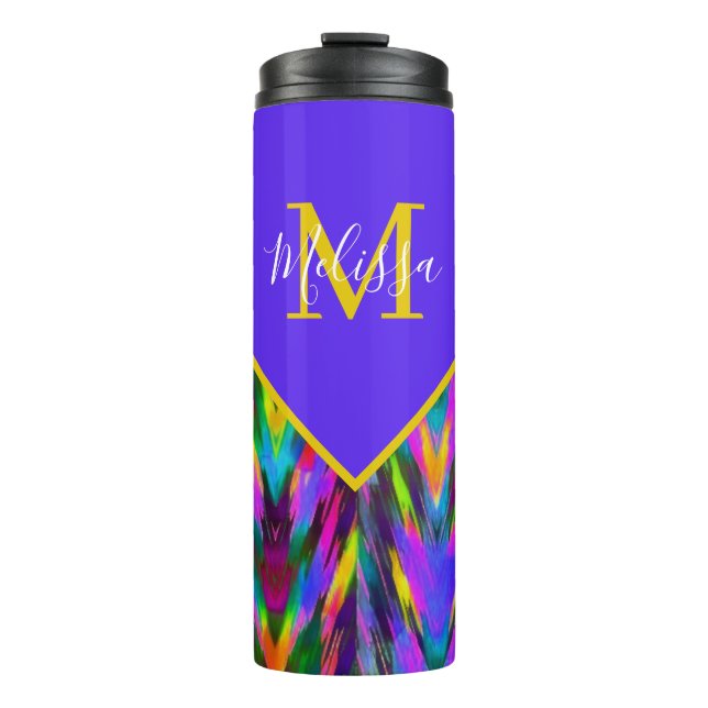 Garrafa Térmica Tribal Chevron brilhante personalizado (Frente)