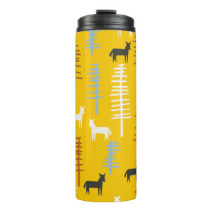 Garrafa Térmica Tribal com cavalos e árvores, criativo