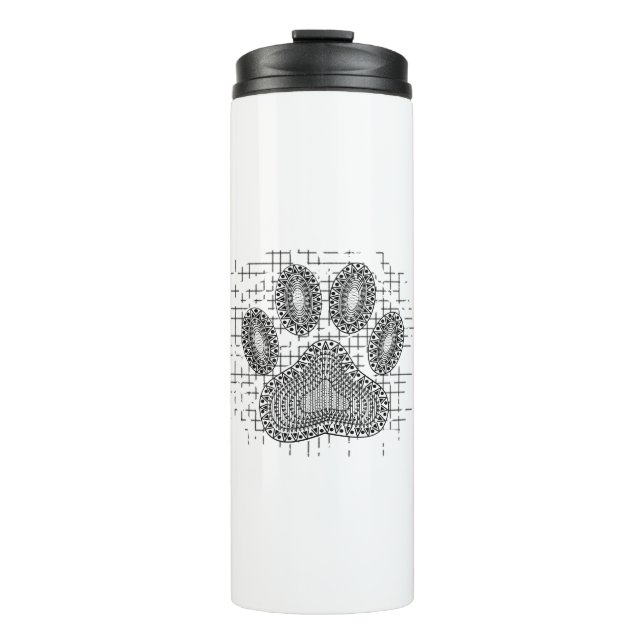 Garrafa Térmica Tribal Dog Paw Imprimida Em Fundo Distinto (Frente)