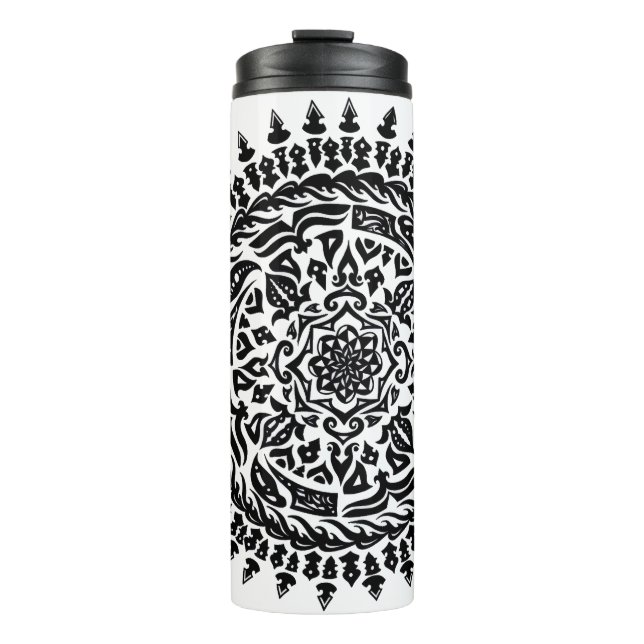 Garrafa Térmica Tribal Mandala Hand-Drawn Art (Frente)