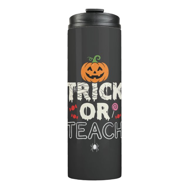 Garrafa Térmica Trick or Teach Design de Professor de Halloween (2 (Frente)