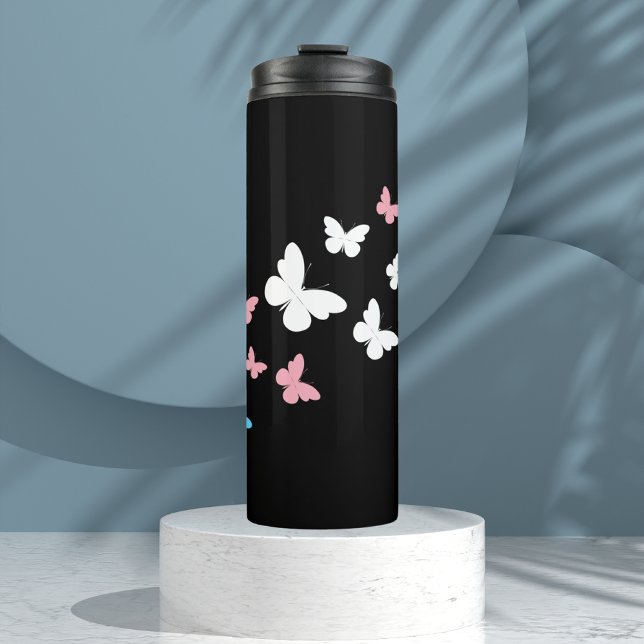 Garrafa Térmica Trilha da Borboleta do Orgulho Transgênero (Criador carregado)