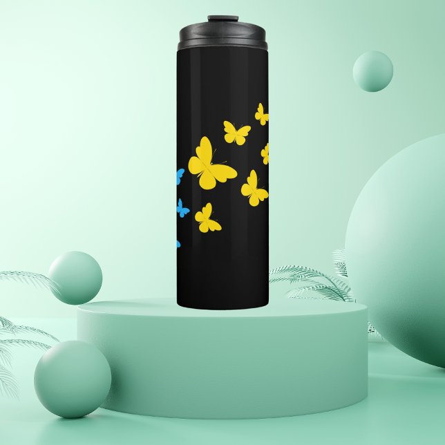 Garrafa Térmica Trilha de Borboleta do Orgulho Pansexual (Criador carregado)