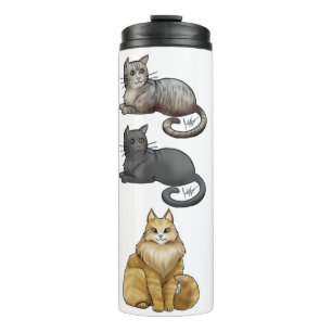Garrafa Térmica Trilha de pilha de três gatos - Personalizada