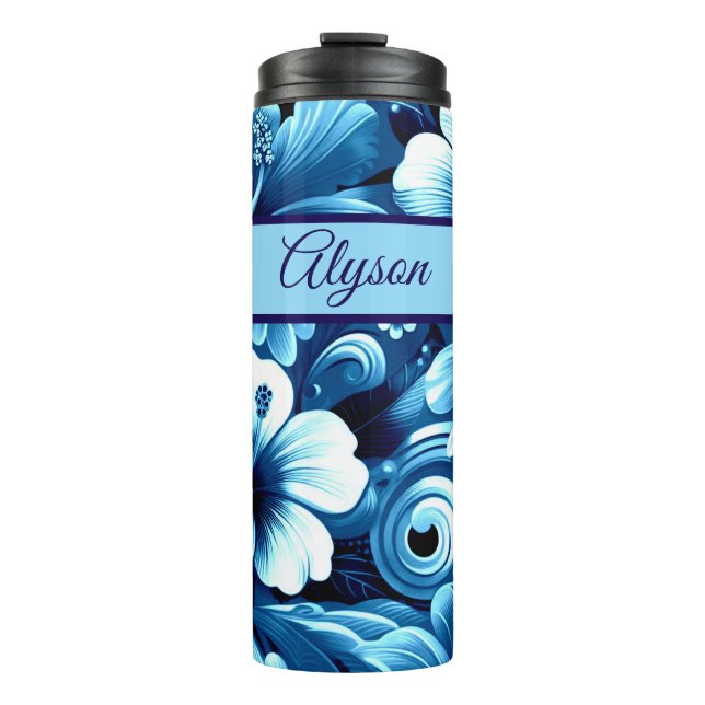 Garrafa Térmica Tropical Hawaiian Flowers Hibiscus Personalized (Frente)