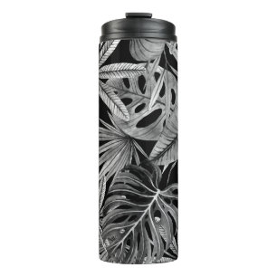 Garrafa Térmica Tropical Monocromática, A Aquarela Deixa Textura.