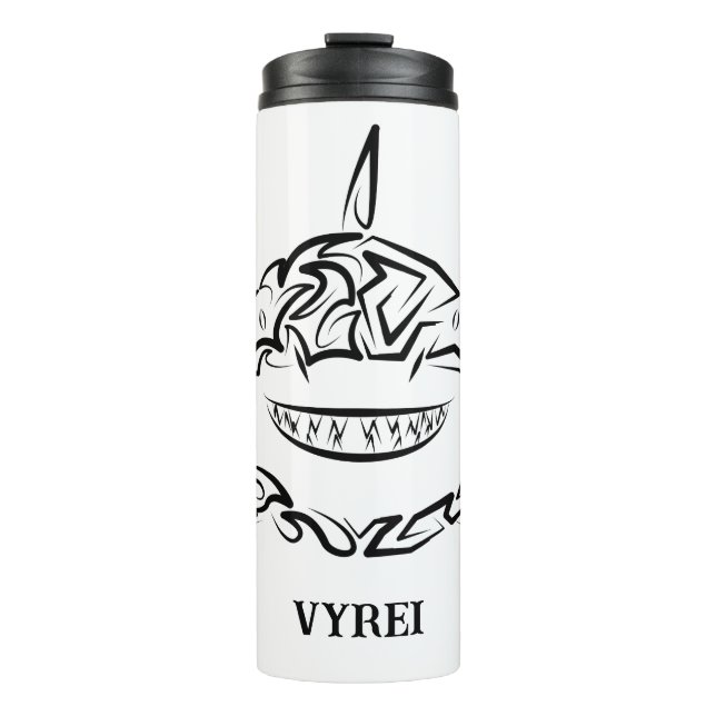Garrafa Térmica Tubarão-branco-Excelente-tribal preto e branco (Frente)